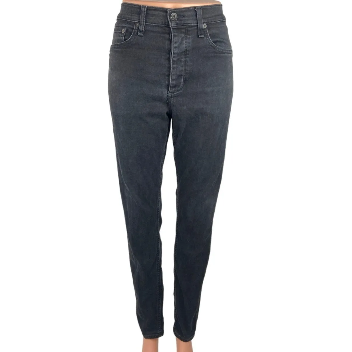 Rag & Bone Black Fit 1 Extra Slim High Rise Skinny Stretch Ankle Denim Jeans 34