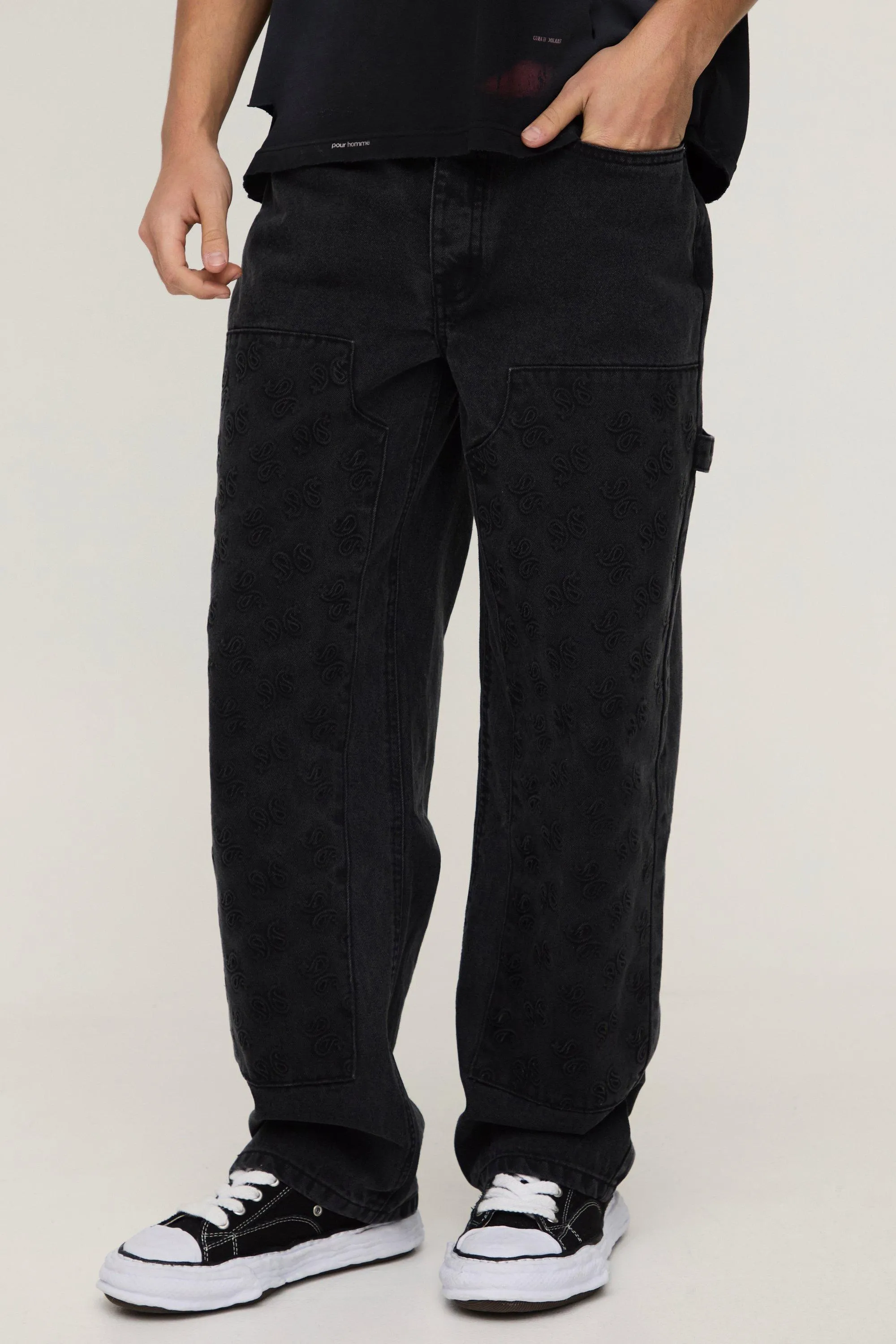 Relaxed Fit Embossed Carpenter Jeans