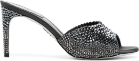 René Caovilla 70mm crystal-embellished leather mules Black