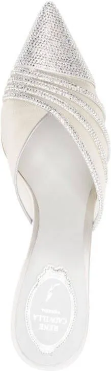 René Caovilla Bridal 80mm crystal-embellished mules Grey
