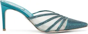 René Caovilla Bridal 85mm crystal-embellished mules Blue