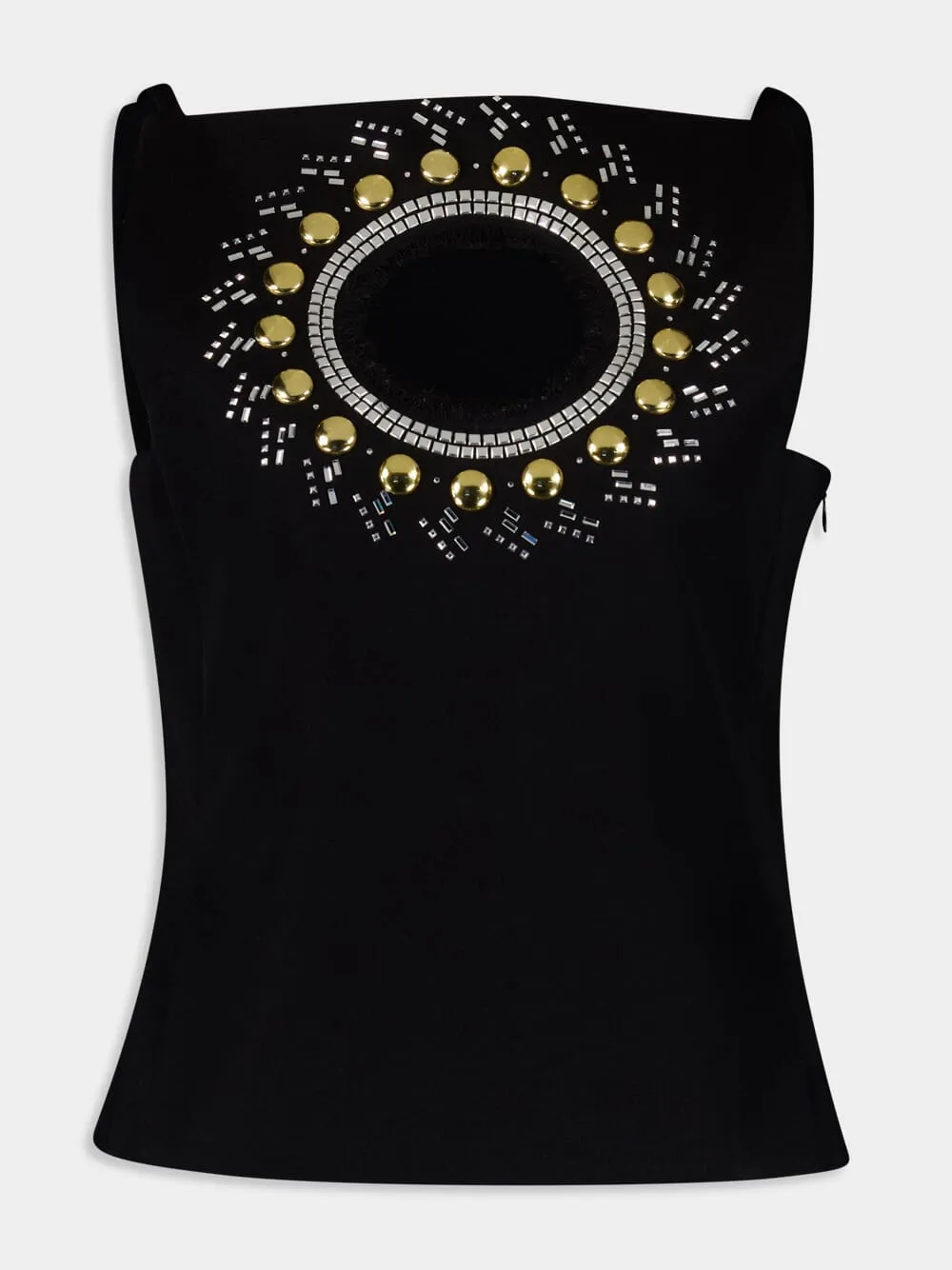 Rhinestone-Embellished Sleeveless Top