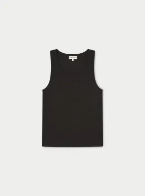 RIB TEXTURED VEST - BLACK