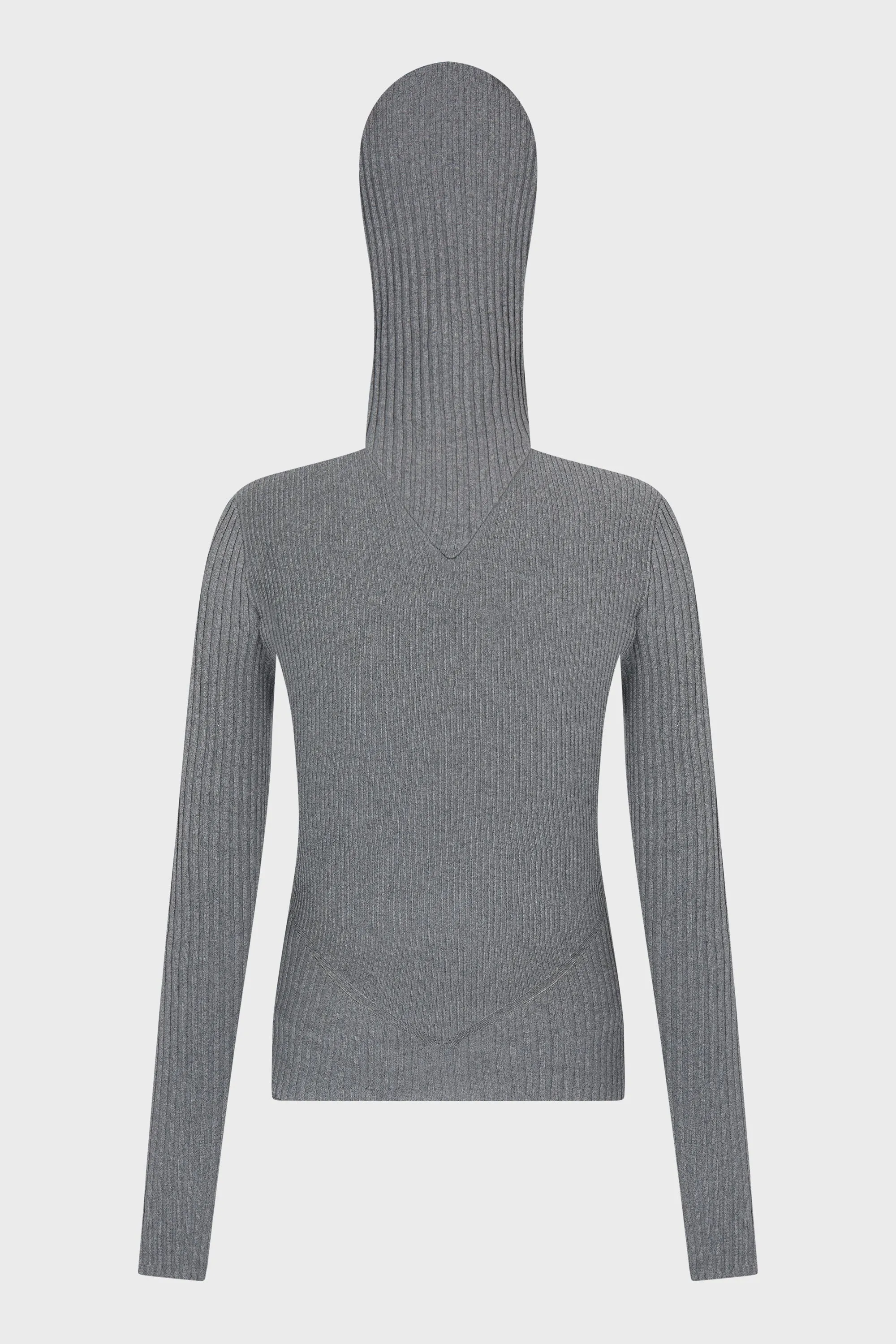 RIBBED KNIT HOODIE TOP DUST MELANGE