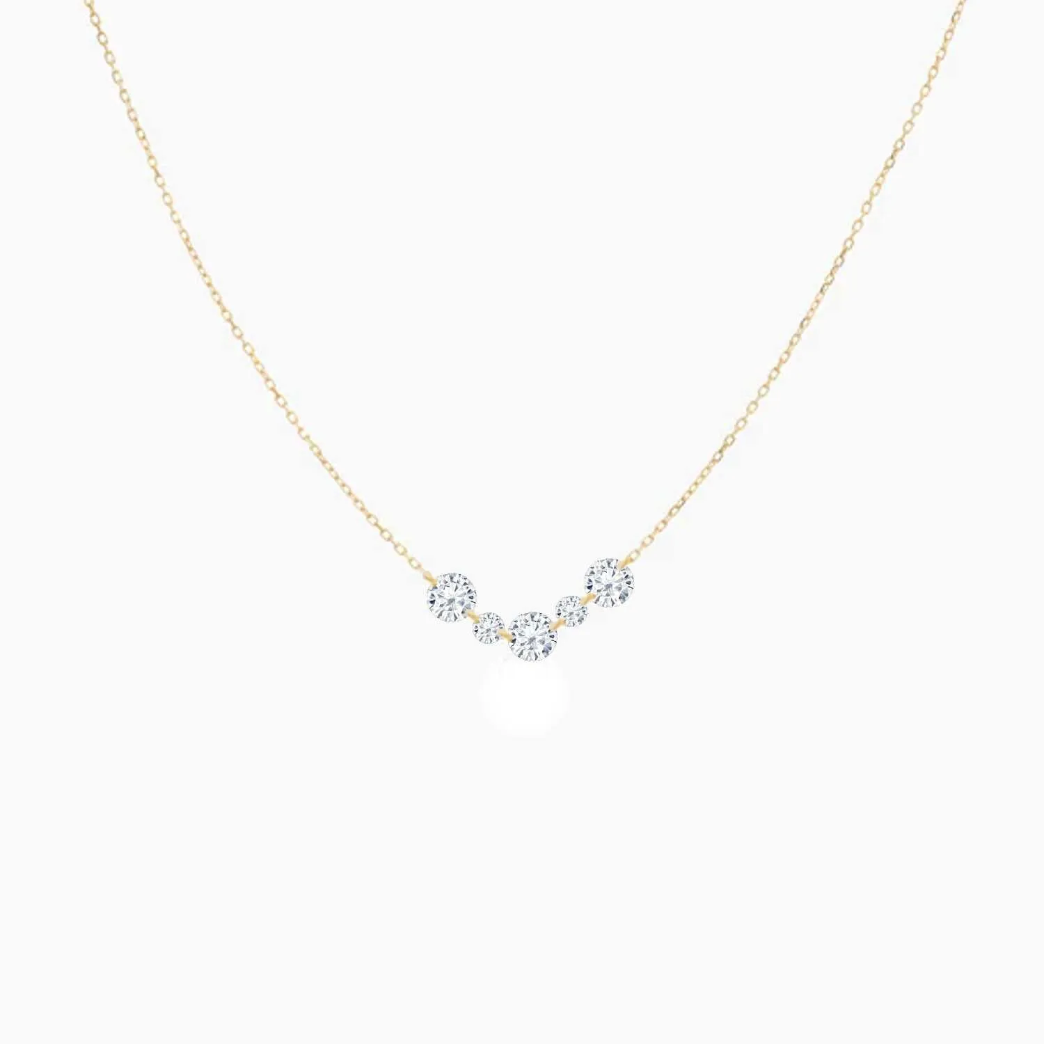 Rising Star Diamond Tennis Necklace (Large and Small Diamonds)
