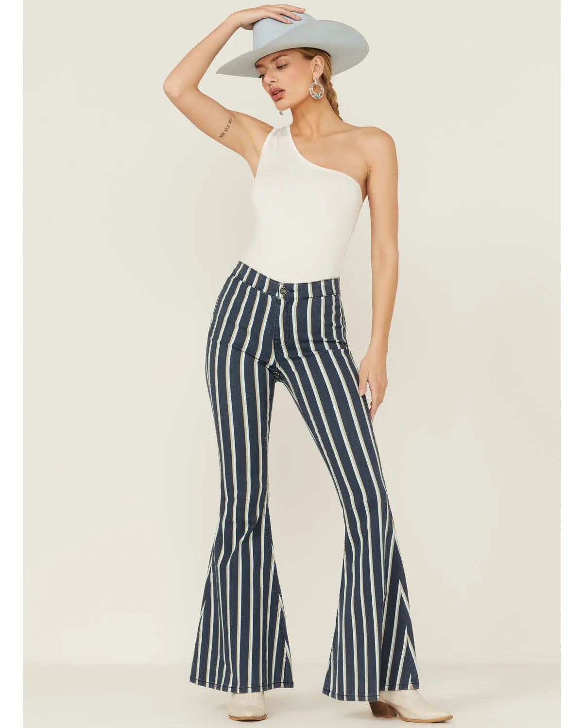 Rock & Roll Denim Women's Bargain Bell Stripe Flare Jeans