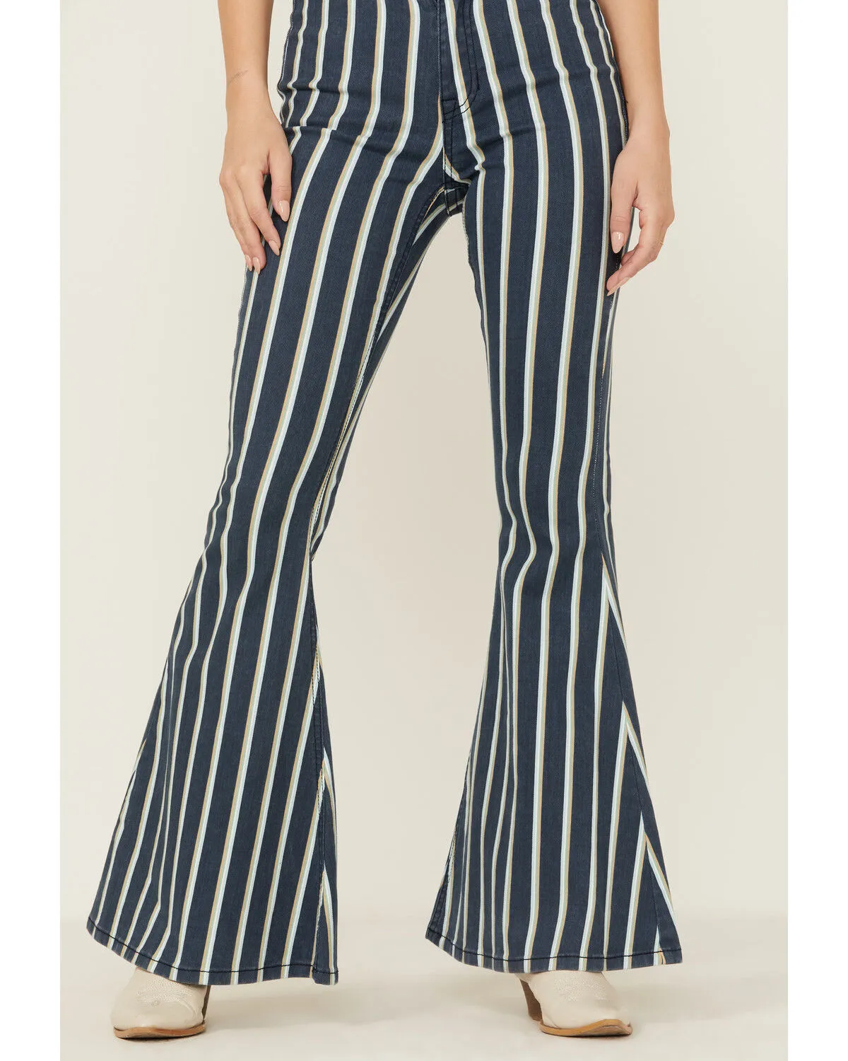 Rock & Roll Denim Women's Bargain Bell Stripe Flare Jeans