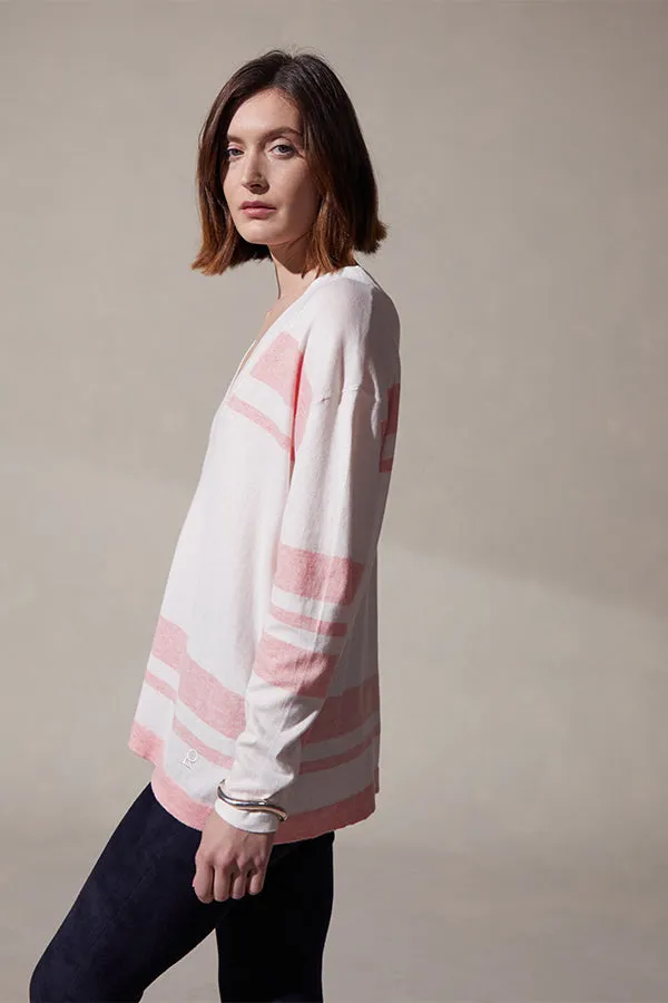 Rodier STRIPED DEEP V-NECK SWEATER