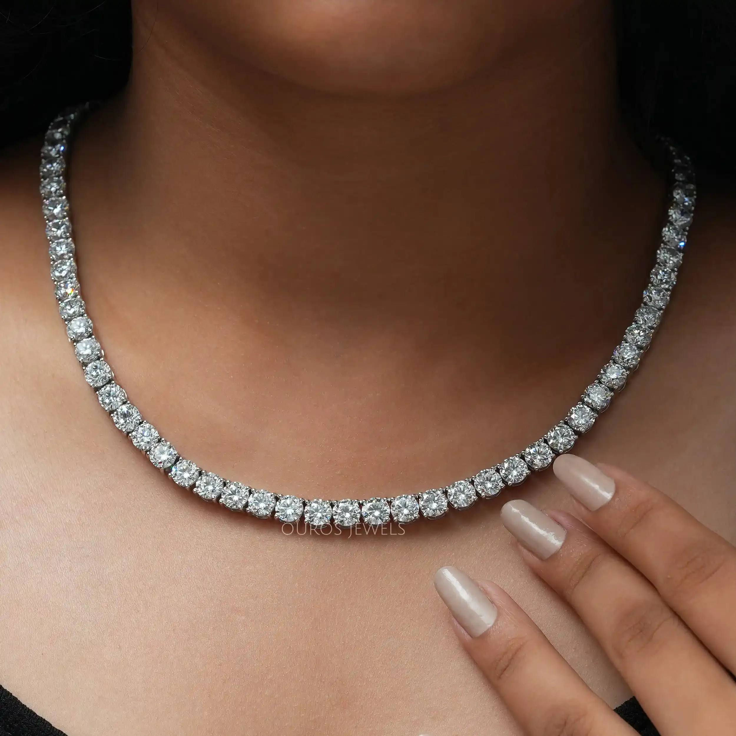 Round  Cut Lab Diamond Tennis Necklace
