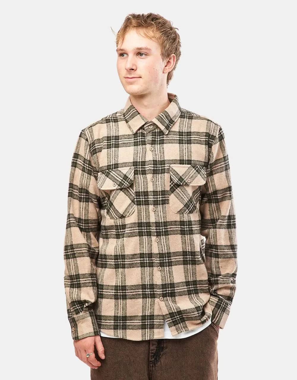 Route One Rydal Flannel Shirt - Natural/Green