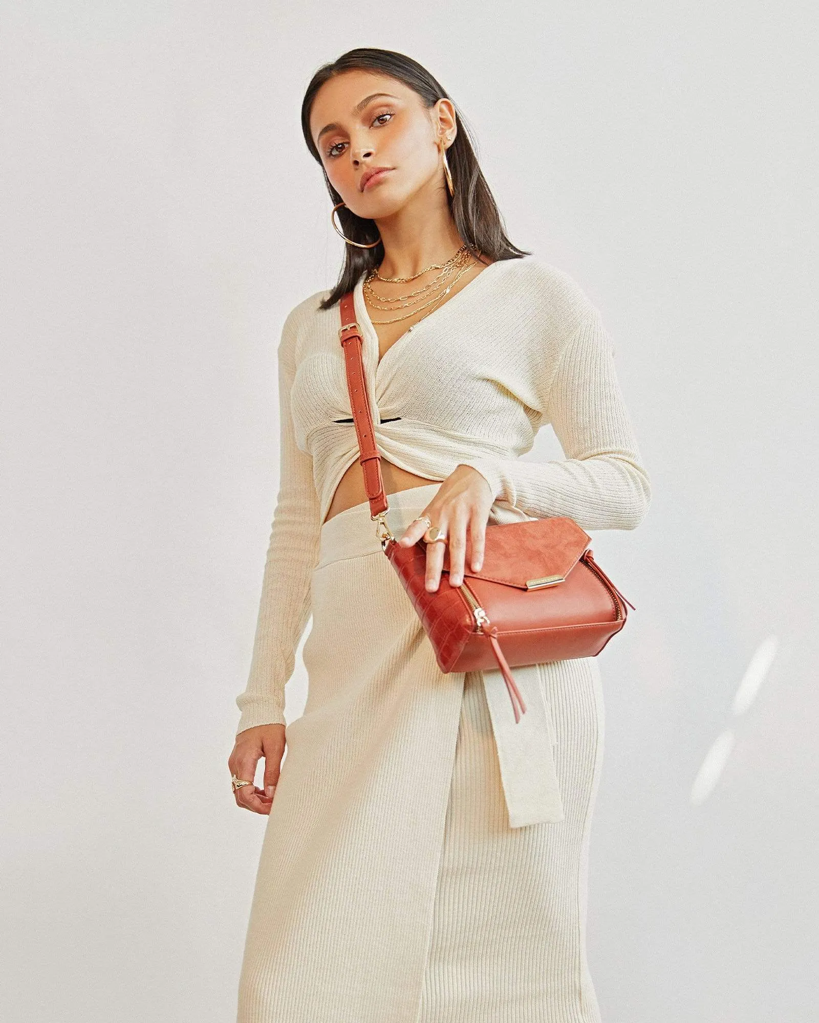 Rust Lydia Zip Crossbody Bag