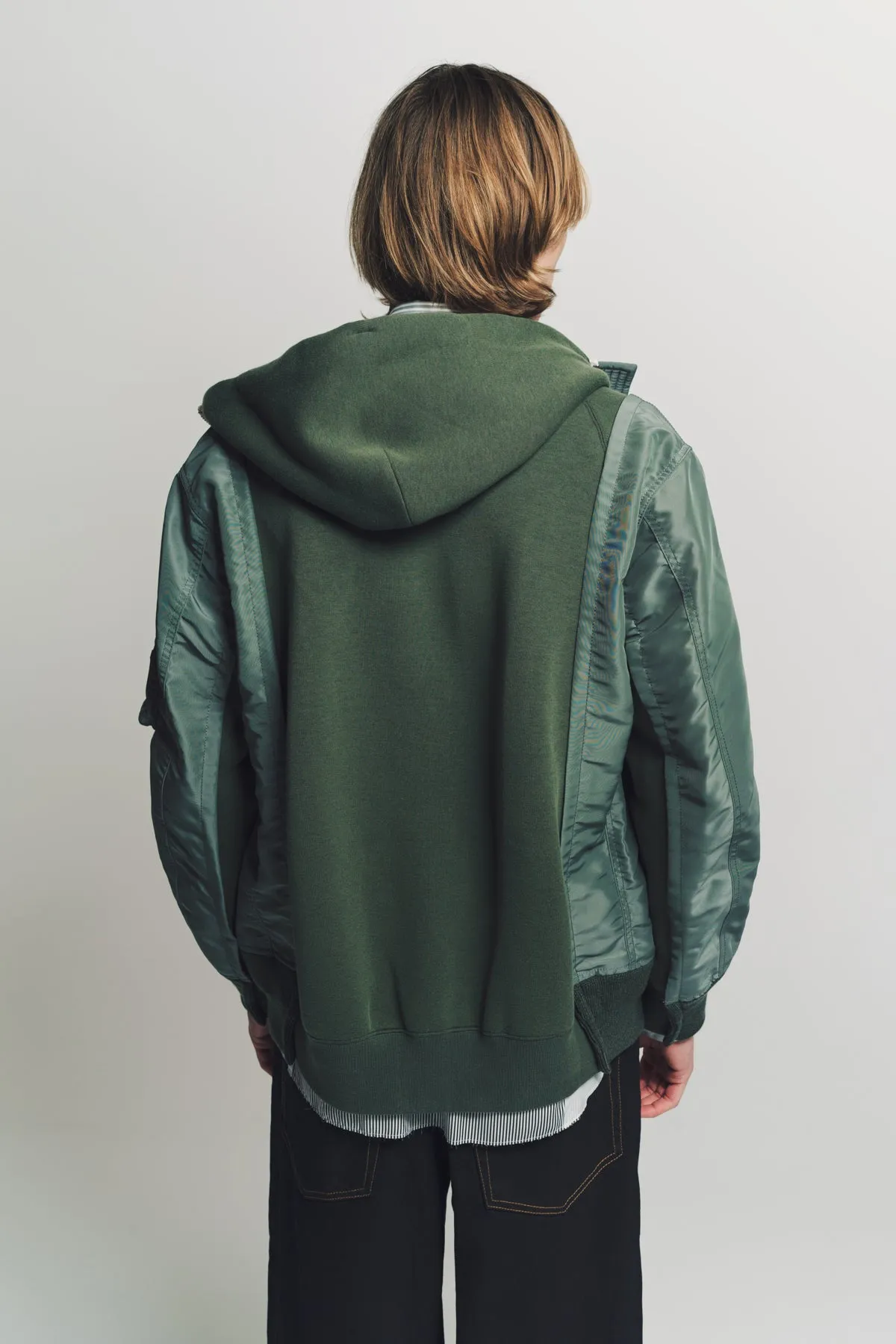 SACAI | NYLON TWILL SPONGE HOODIE