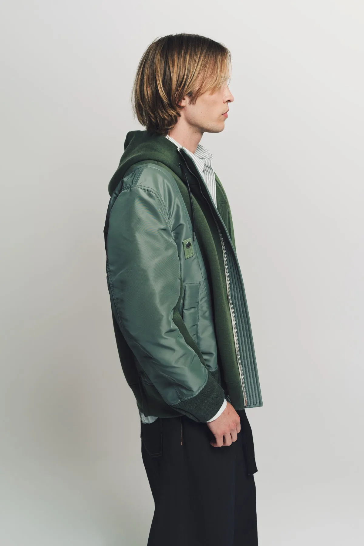 SACAI | NYLON TWILL SPONGE HOODIE