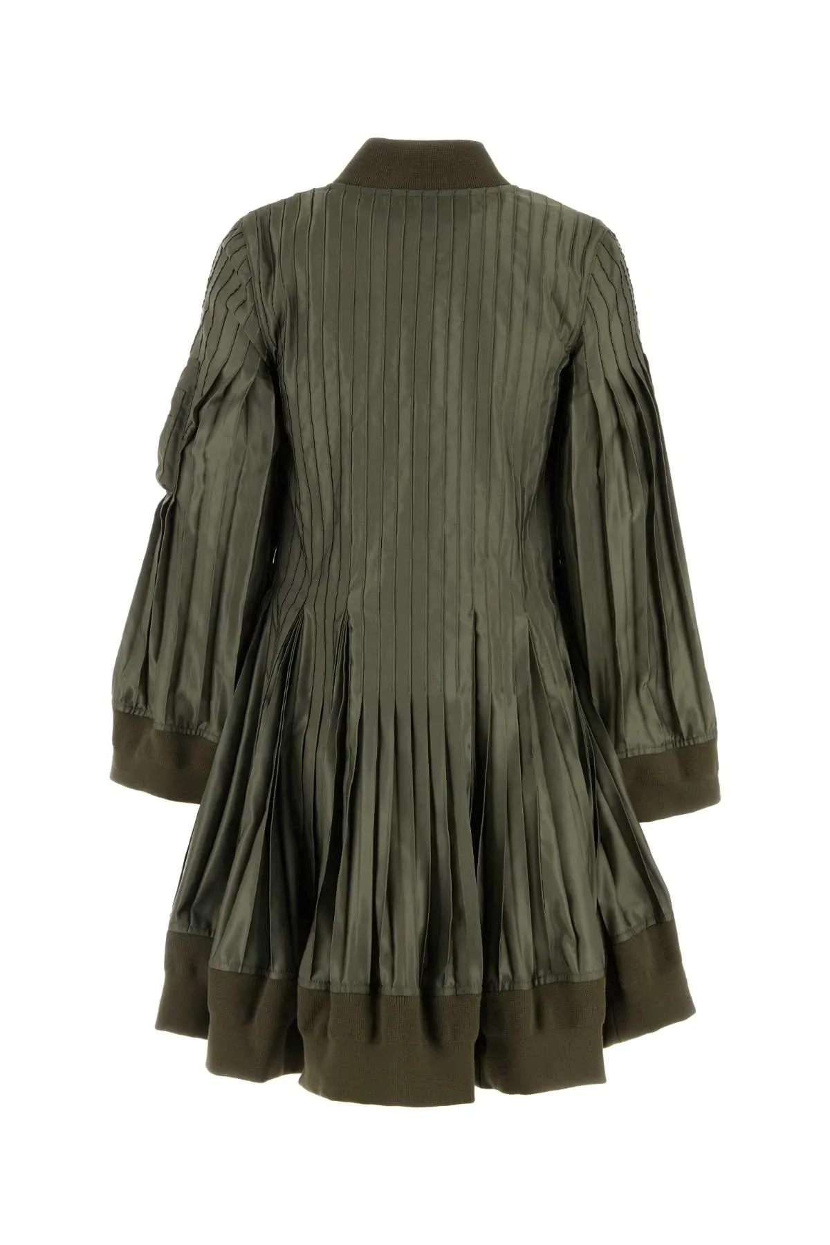 Sacai Army Green Polyester Jacket Dress