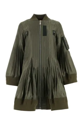 Sacai Army Green Polyester Jacket Dress