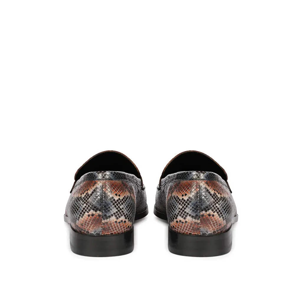 Saint Ellis Blue Snake Print Leather Loafers