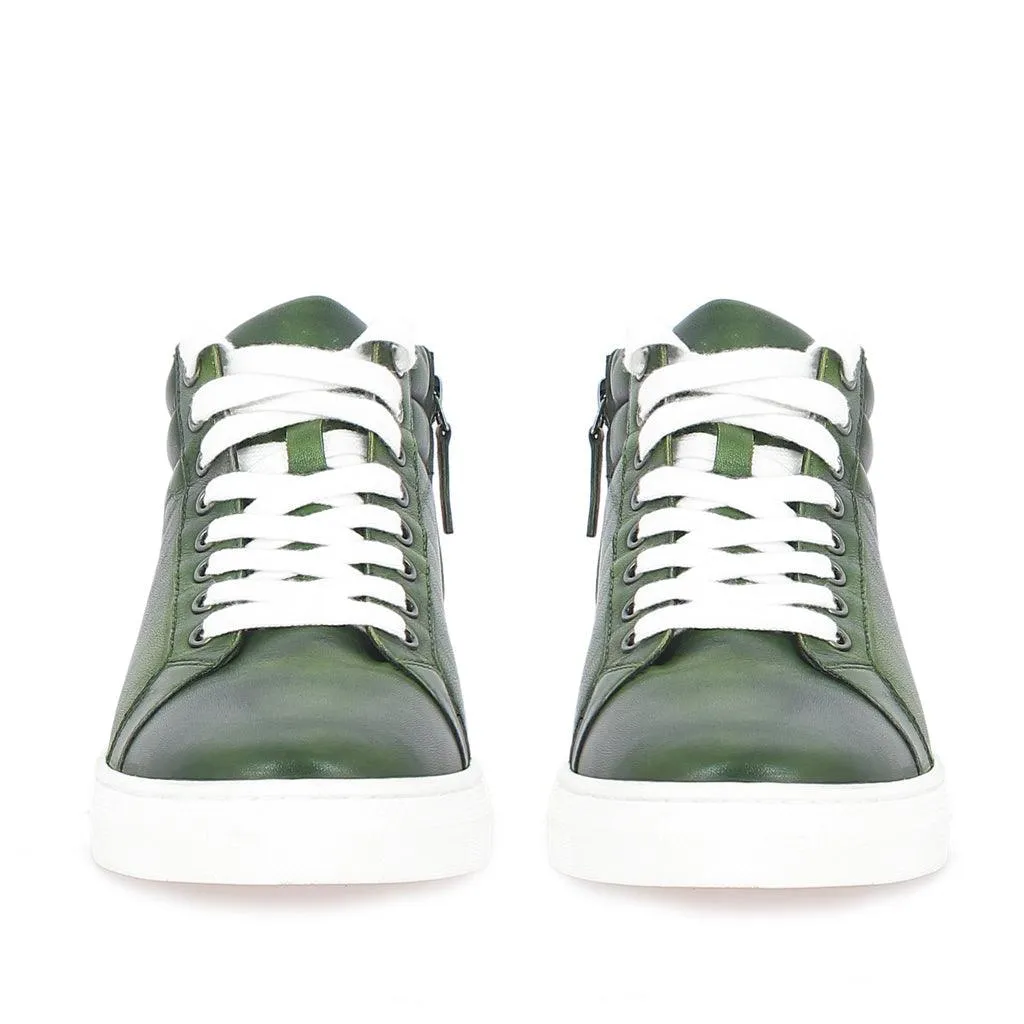 Saint Lamberto Green Leather Handcrafted Sneakers