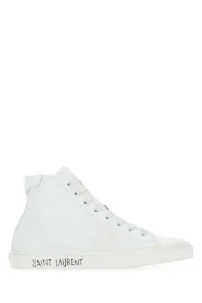 Saint Laurent White Leather Malibu Sneakers