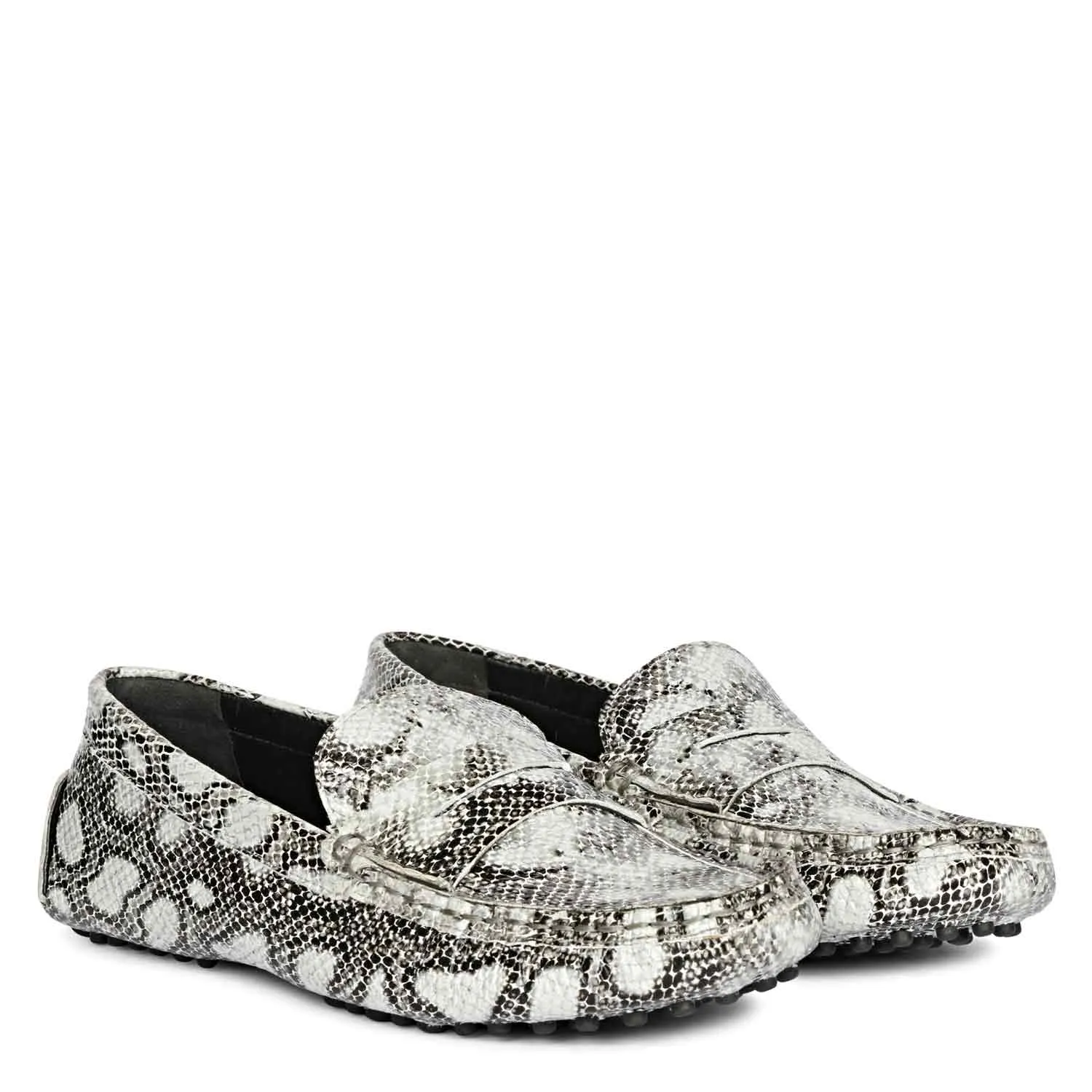 Saint Liana Black & Grey Woven Leather Loafers