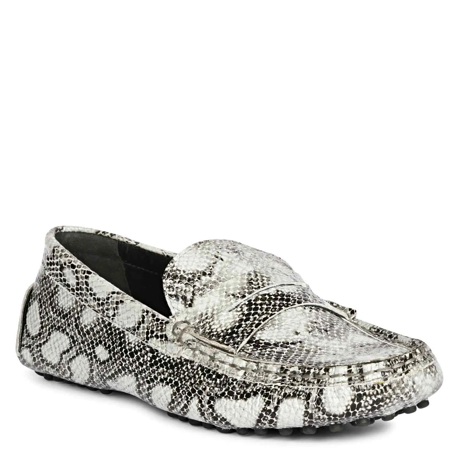 Saint Liana Black & Grey Woven Leather Loafers