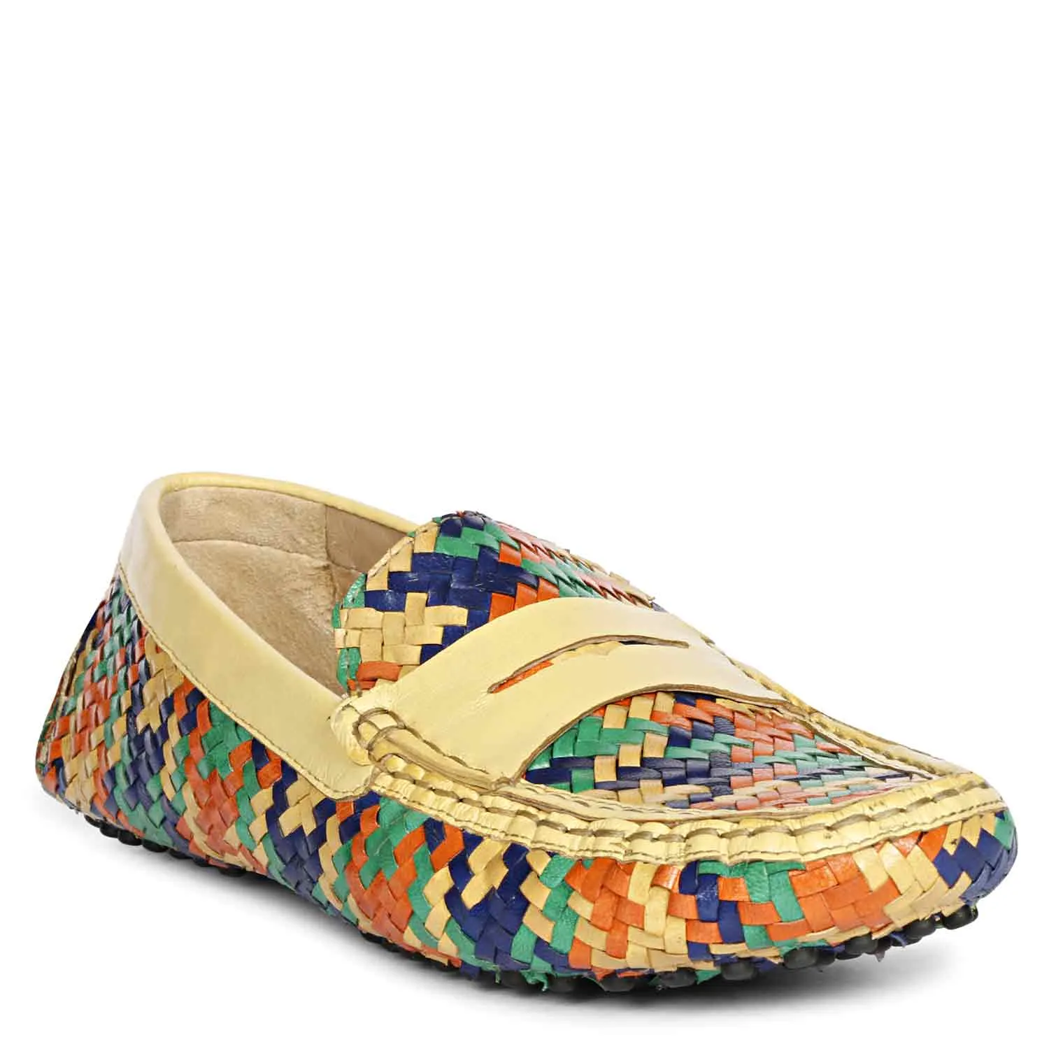 Saint Liana Tartan Multi Woven Leather Loafers