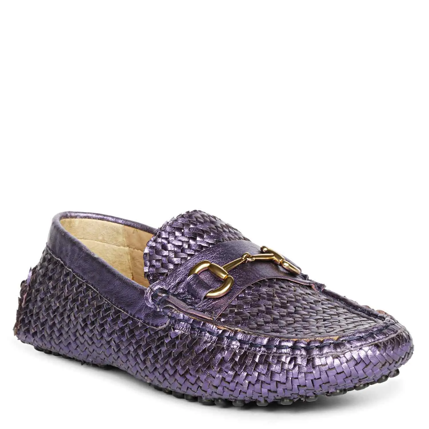 Saint Lucy Purple Woven Leather Loafers