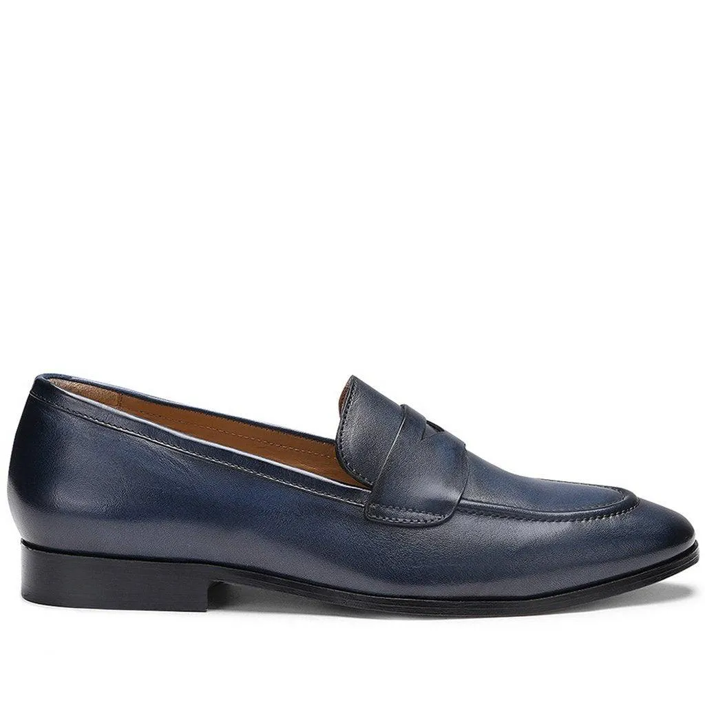 Saint Lukonin  Toned Navy Leather Loafers