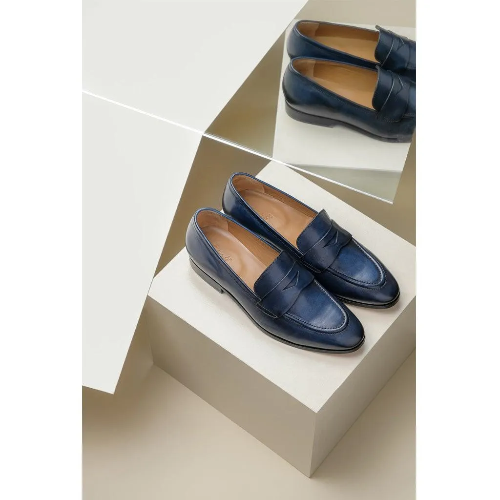 Saint Lukonin  Toned Navy Leather Loafers