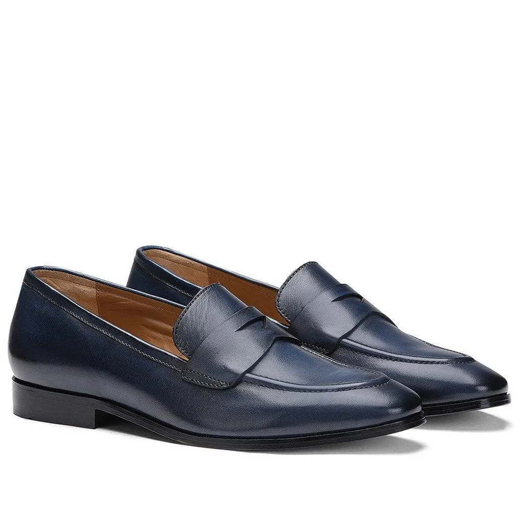 Saint Lukonin  Toned Navy Leather Loafers