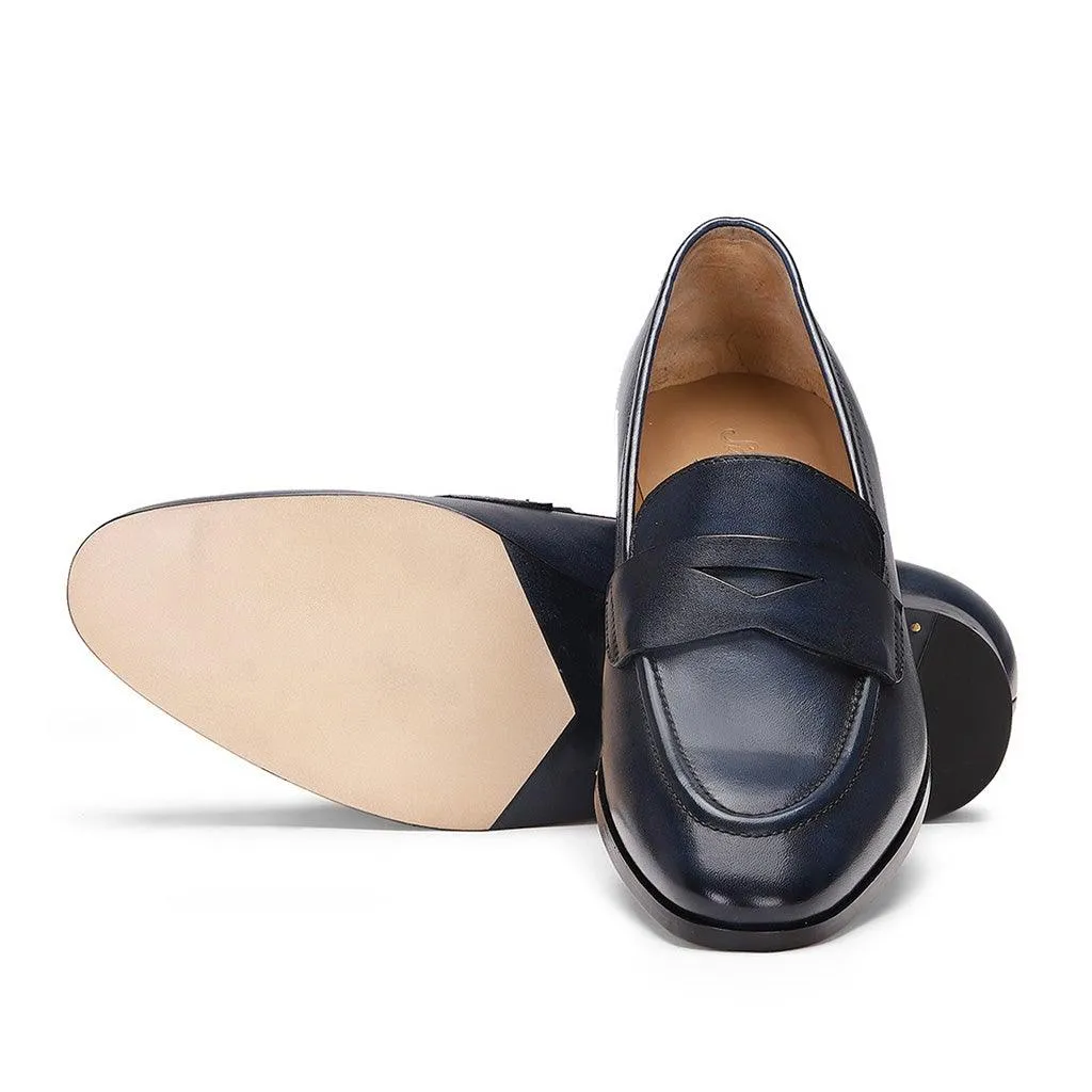 Saint Lukonin  Toned Navy Leather Loafers