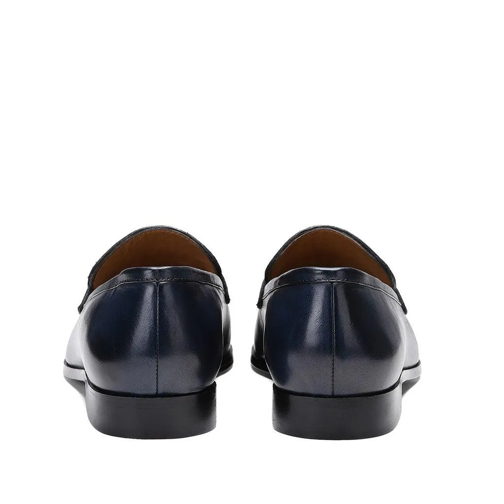 Saint Lukonin  Toned Navy Leather Loafers