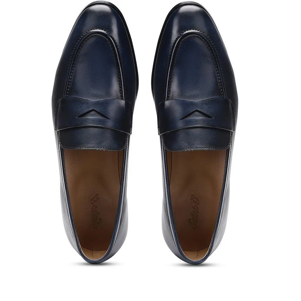 Saint Lukonin  Toned Navy Leather Loafers