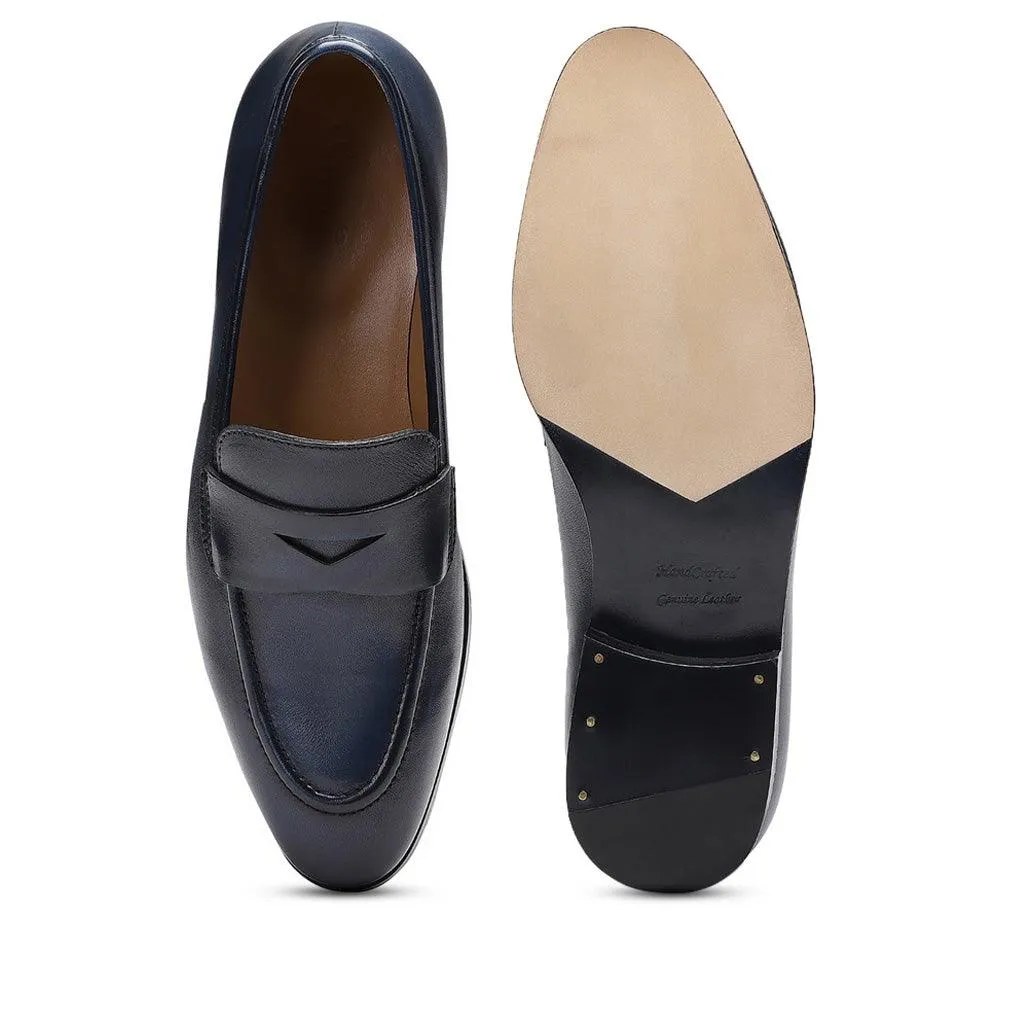 Saint Lukonin  Toned Navy Leather Loafers