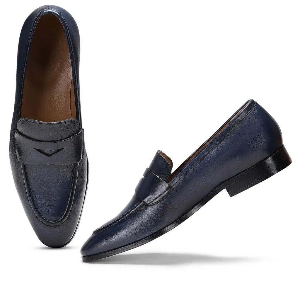 Saint Lukonin  Toned Navy Leather Loafers