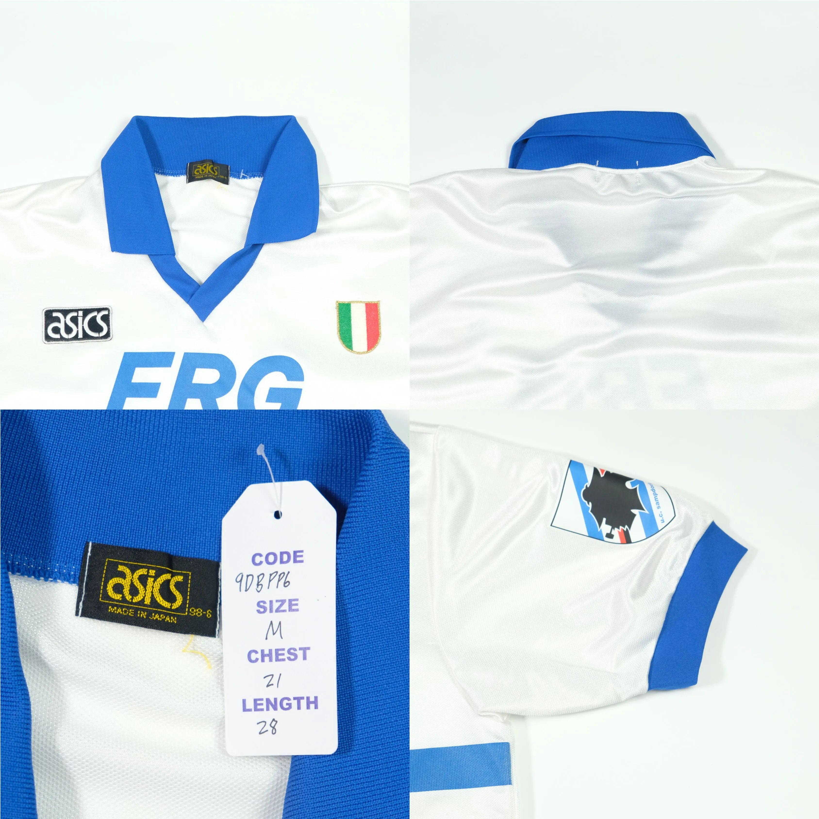 Sampdoria Italy Original Asics 1992/1993 Away Vintage Football Shirt Medium