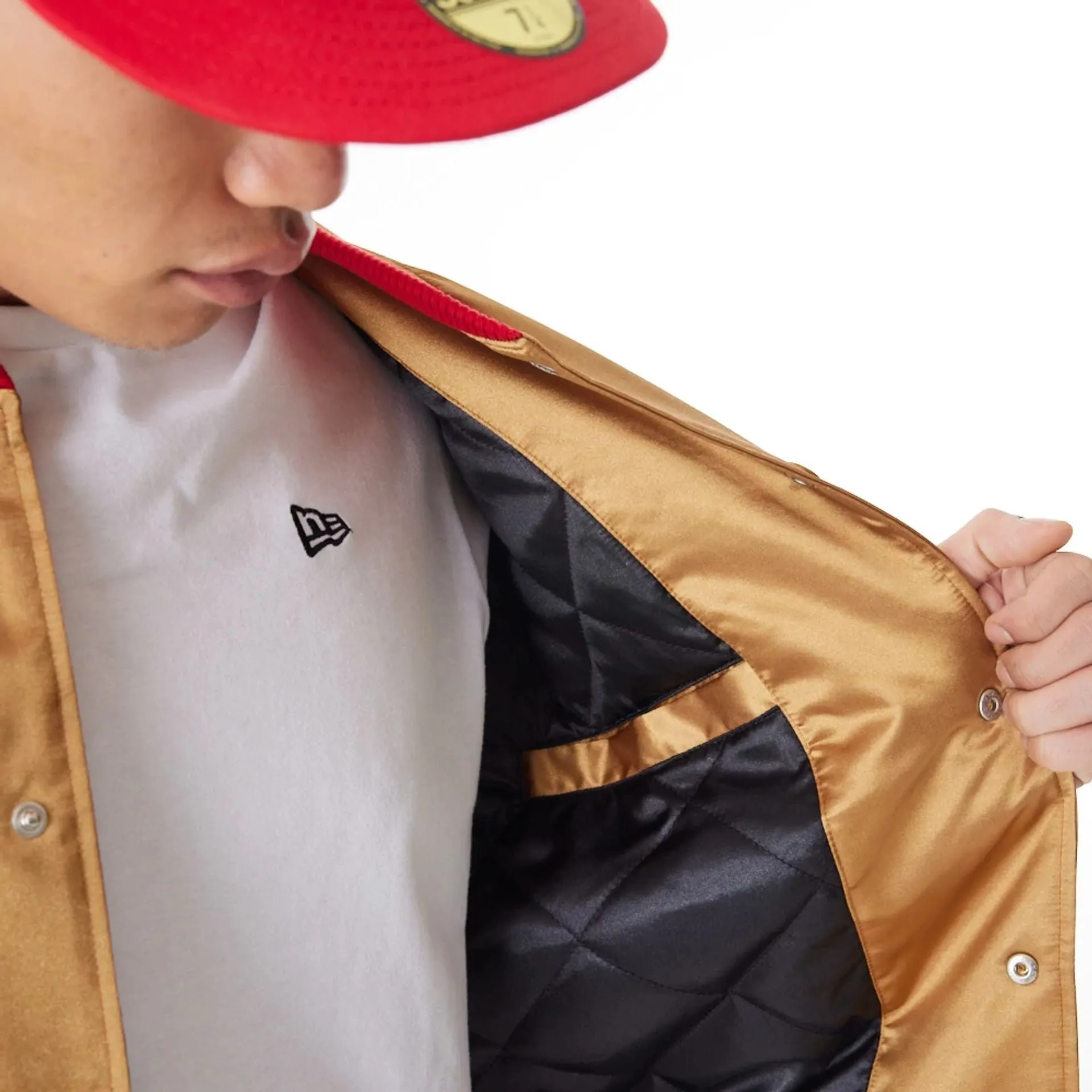 San Francisco 49Ers NFL Beige Satin Bomber Jacket