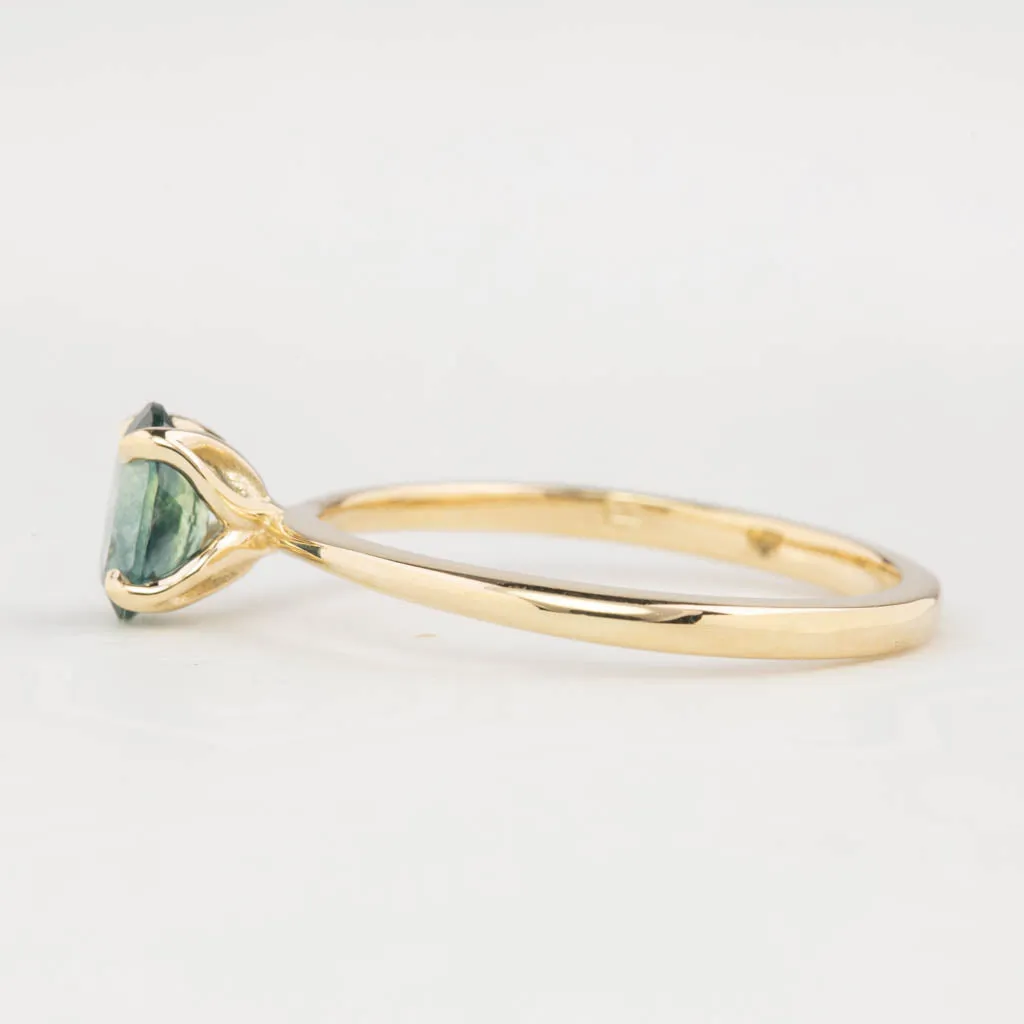 Sara Ring 0.76ct Blue Green Montana Sapphire, 14K Yellow Gold (One of a kind)