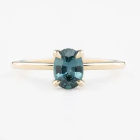 Sara Ring 0.82ct Blue Green Montana Sapphire, 14K Yellow Gold (One of a kind)