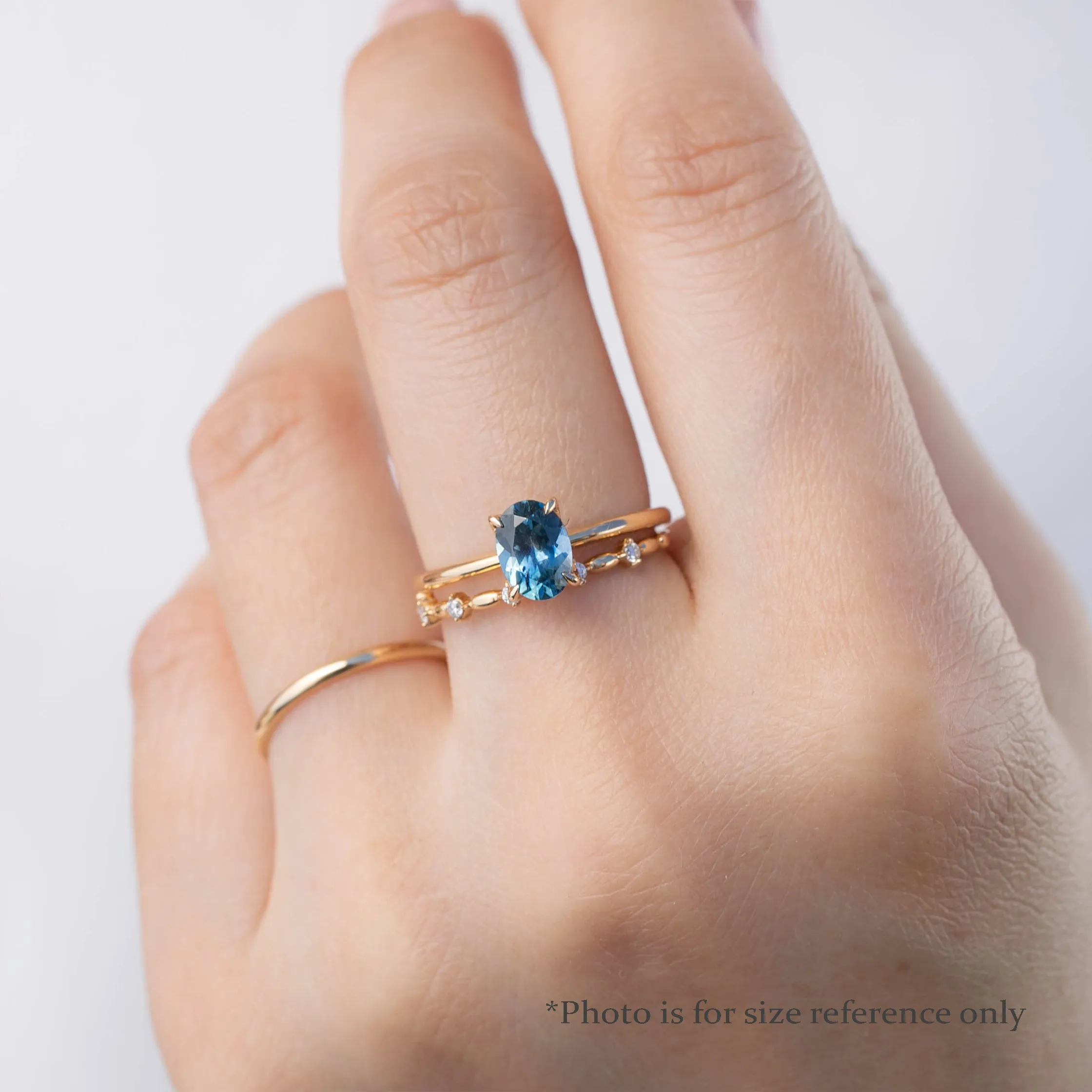 Sara Ring 0.82ct Blue Green Montana Sapphire, 14K Yellow Gold (One of a kind)