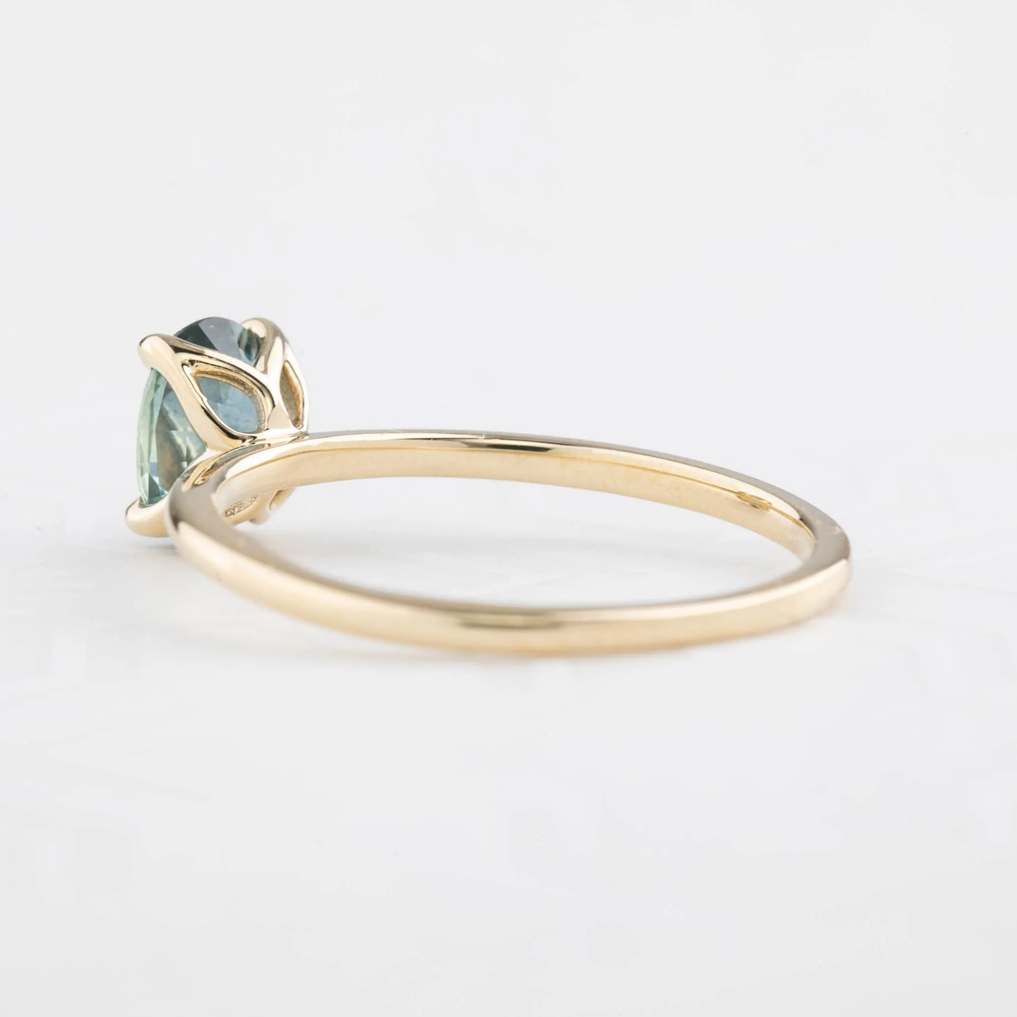 Sara Ring 0.82ct Blue Green Montana Sapphire, 14K Yellow Gold (One of a kind)