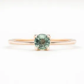 Sara Ring 4.5mm 0.40ct Aqua Green Unheated Madagascar Sapphire 14K Rose Gold