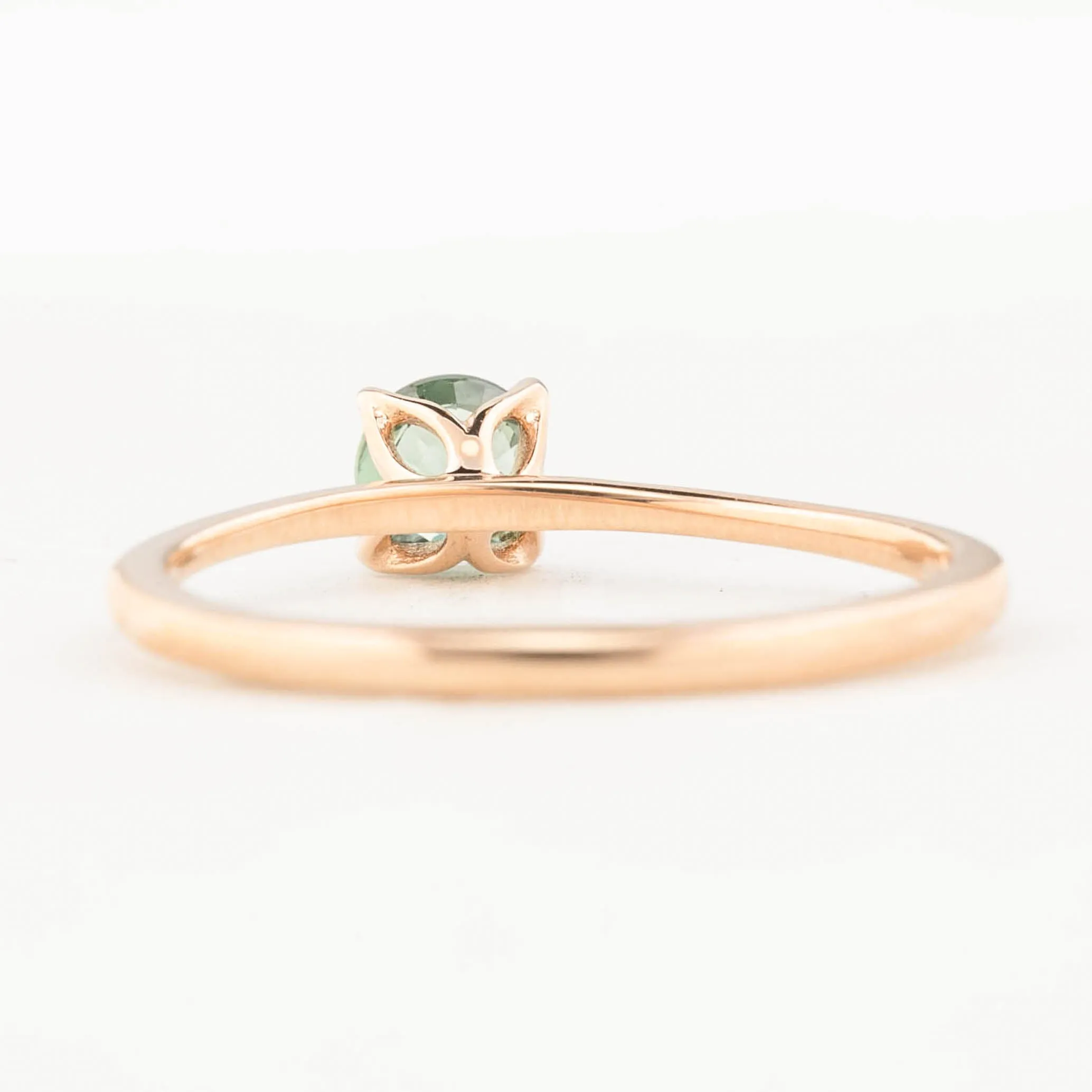 Sara Ring 4.5mm 0.40ct Aqua Green Unheated Madagascar Sapphire 14K Rose Gold