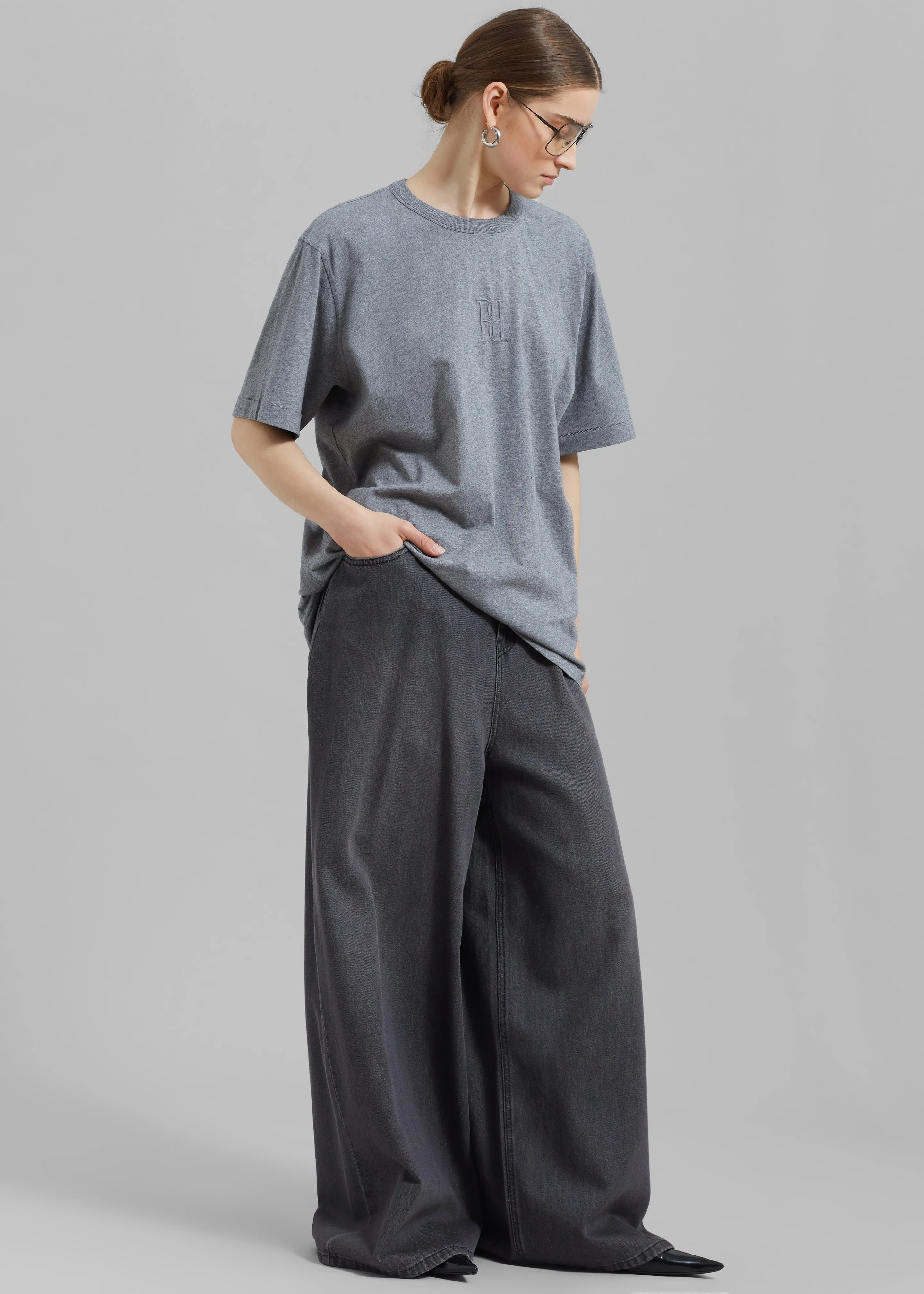 Sasha Wide Leg Jeans - Dark Grey