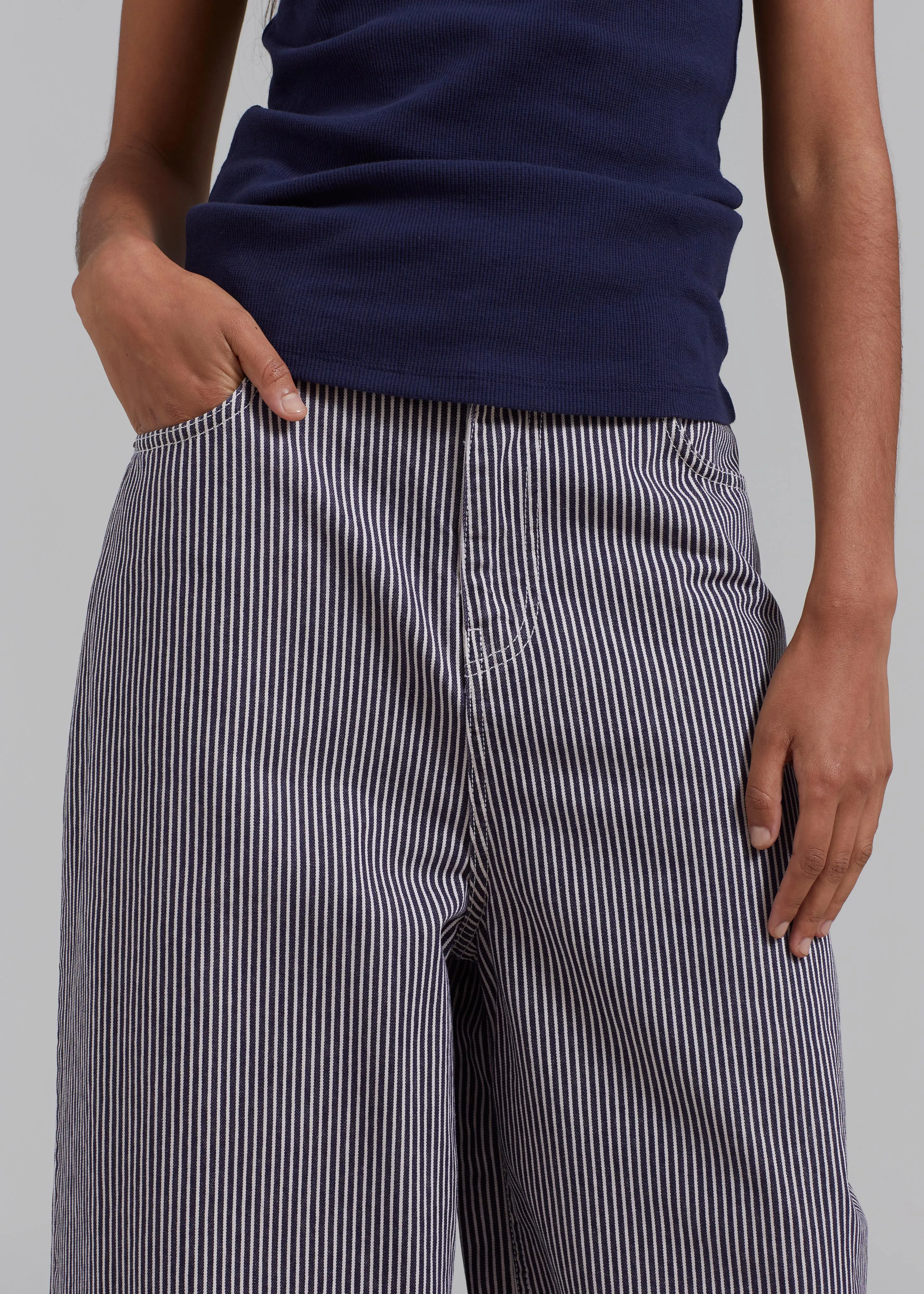 Sasha Wide Leg Jeans - Navy/White Stripe