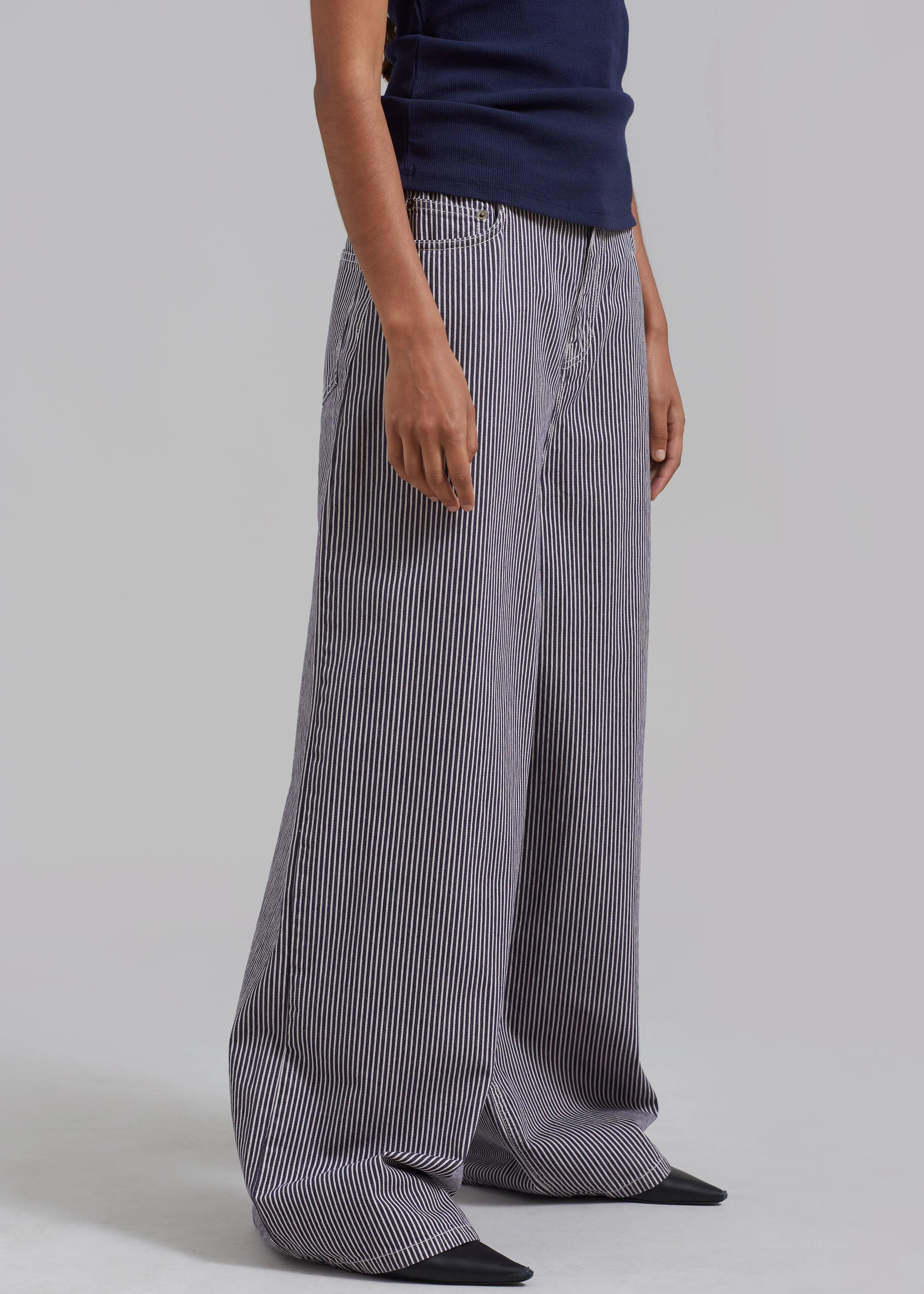 Sasha Wide Leg Jeans - Navy/White Stripe
