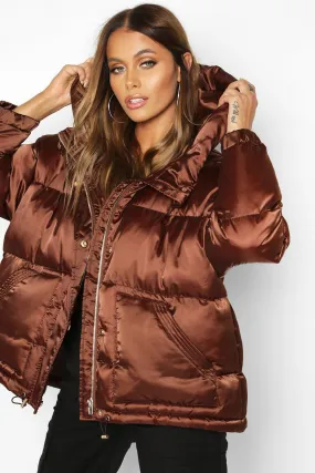 Satin Hooded Puffer Jacket