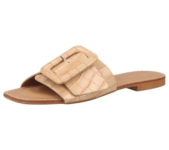 SCAPA Pantoufles en Cuir Véritable pour Femme Mules Chaussures d Été Chaussures à Enfiler Fabriquées en Italie 01-1079749 Beige