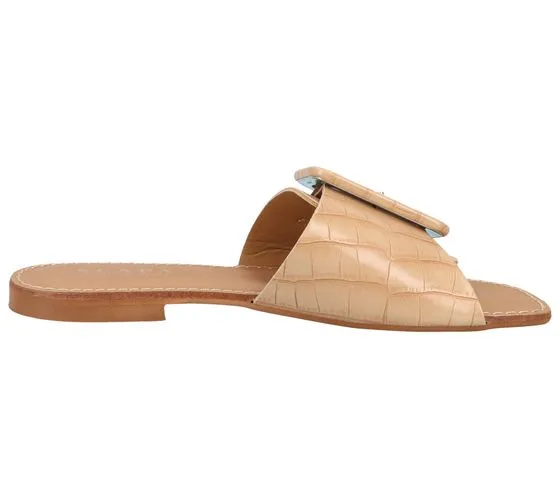 SCAPA Pantoufles en Cuir Véritable pour Femme Mules Chaussures d Été Chaussures à Enfiler Fabriquées en Italie 01-1079749 Beige