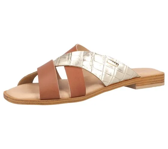 SCAPA Pantoufles en Cuir Véritable pour Femmes Mules Chaussures d Été Chaussures à Enfiler Fabriquées en Italie 1079755-42 Marro