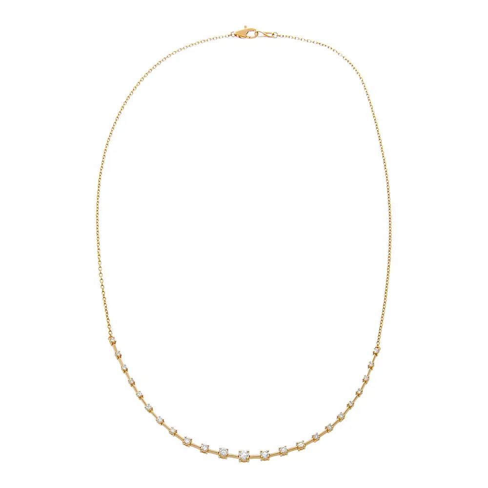 Scattered Stones X Bar Half Tennis Necklace | 1 Carat Diamonds | 14K Gold Plated